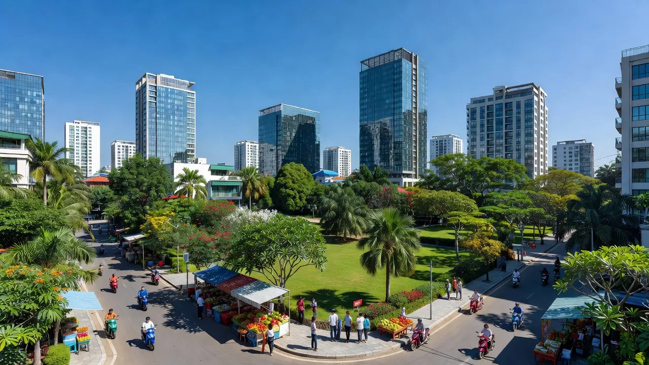 Quang cảnh Phường Yên Thọ, Thành phố Đông Triều, với đô thị và thiên nhiên hòa quyện.