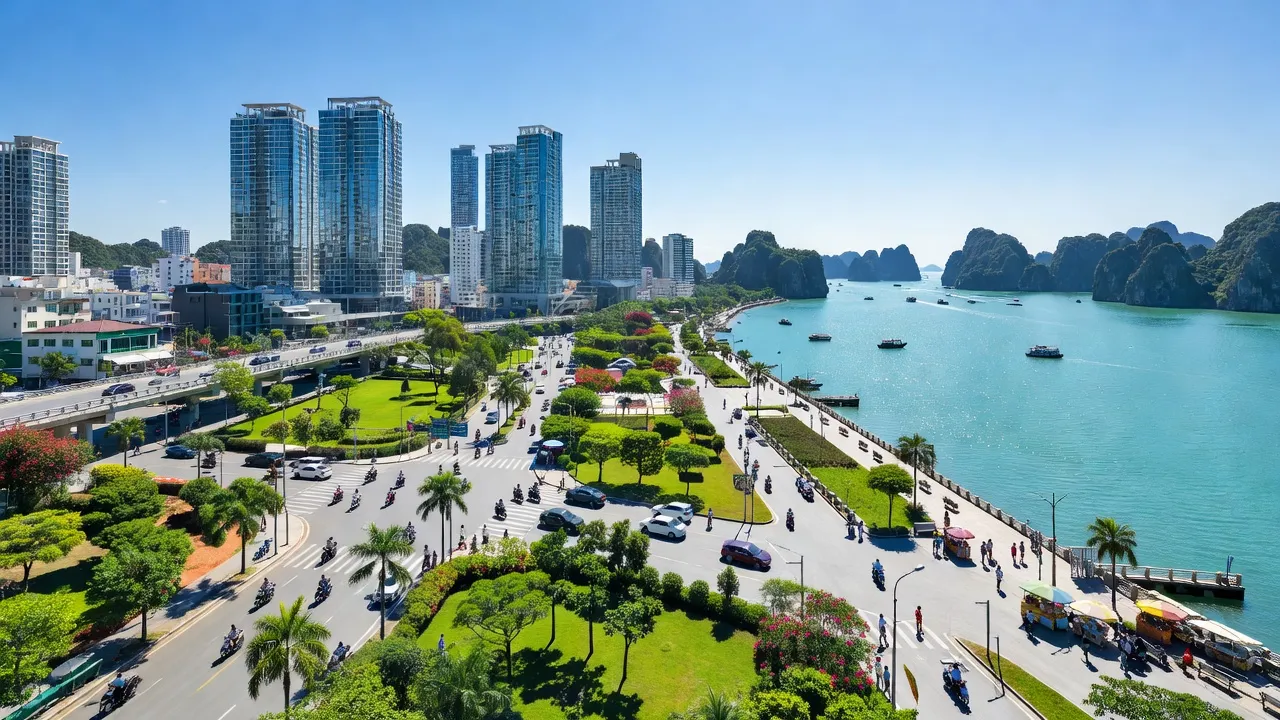 Phường Cao Xanh, Hạ Long, Quảng Ninh với hạ tầng hiện đại và cảnh quan xanh tươi.
