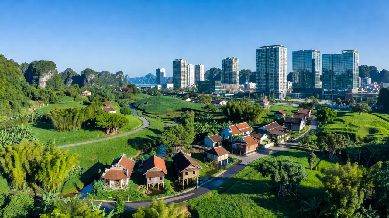 Cảnh quan đẹp của phường Hoành Bồ, thành phố Hạ Long, tỉnh Quảng Ninh với thiên nhiên xanh tươi.