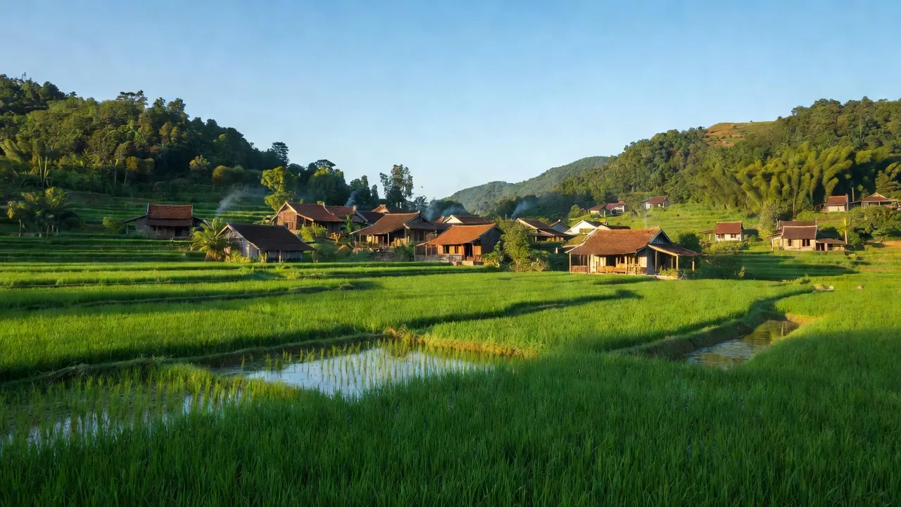 Cảnh đồng lúa xanh tươi ở xã Quảng Minh, huyện Hải Hà, tỉnh Quảng Ninh, Việt Nam.