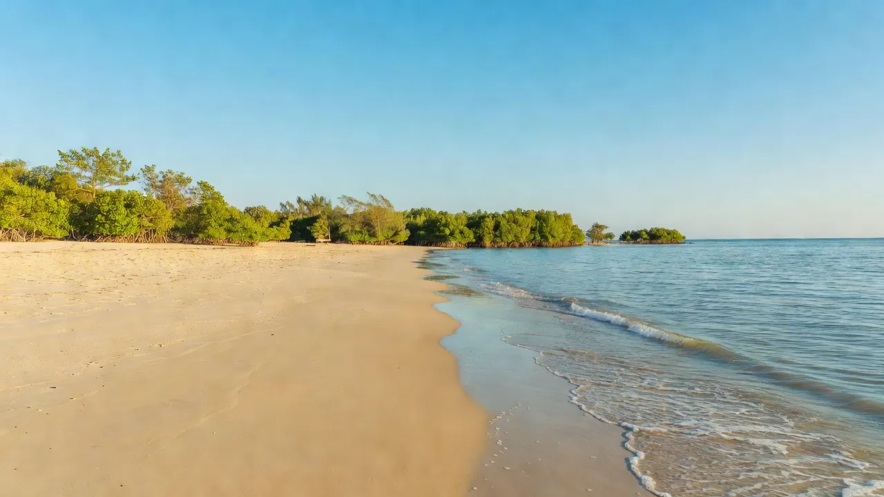 Quang cảnh huyện Tiên Yên, Quảng Ninh với bãi biển và hệ sinh thái rừng ngập mặn.