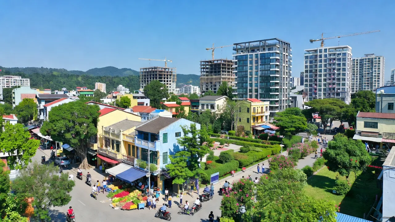 Khung cảnh Phường Bắc Sơn, Thành phố Uông Bí, với sự kết hợp giữa đô thị và thiên nhiên.
