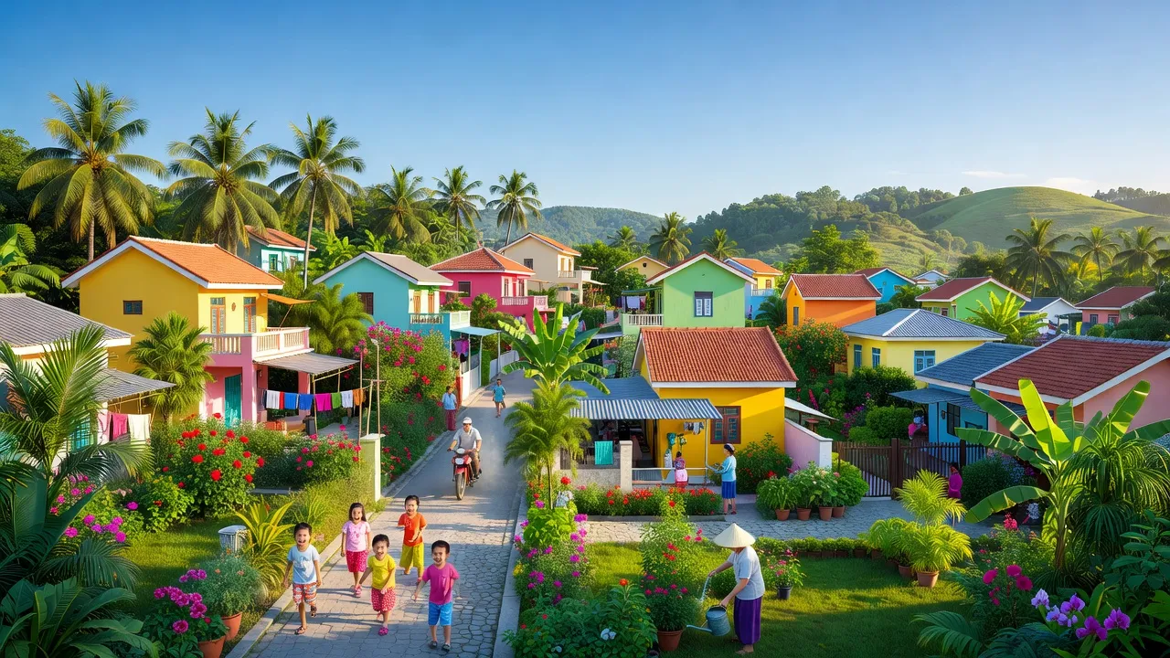 Phường Yên Thanh, Thành phố Uông Bí, tiết trời quang đãng, khu dân cư nhộn nhịp tại Quảng Ninh.