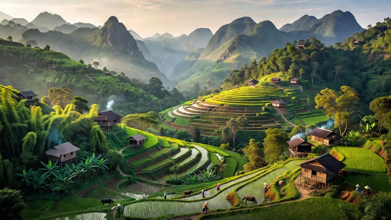 Cảnh quan huyện Bắc Yên, Sơn La với núi cao, dốc đứng, và thiên nhiên tươi đẹp.