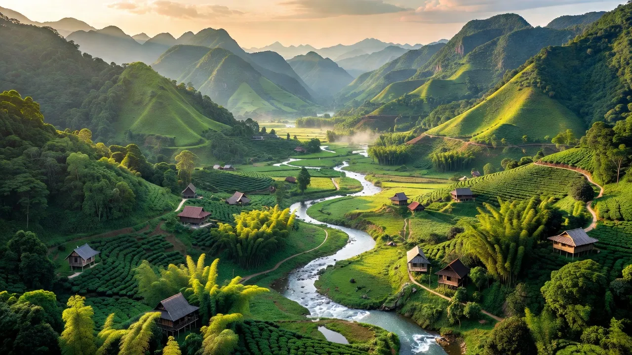 Cảnh đẹp huyện Vân Hồ với núi cao, không gian xanh tươi, và tiềm năng du lịch sinh thái.