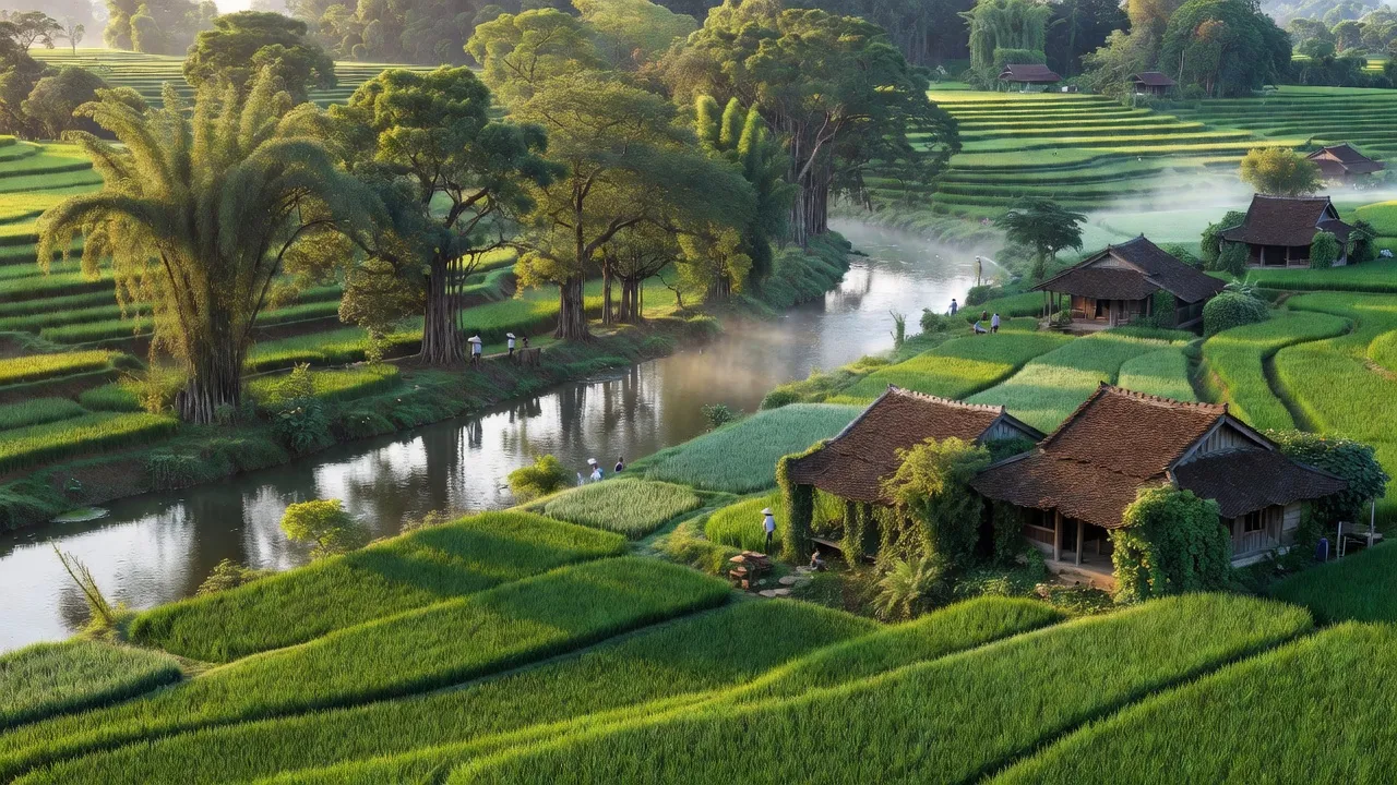 Cảnh quan xanh tươi của Xã Vạn Phái bên sông Công, Thành phố Phổ Yên, Thái Nguyên.