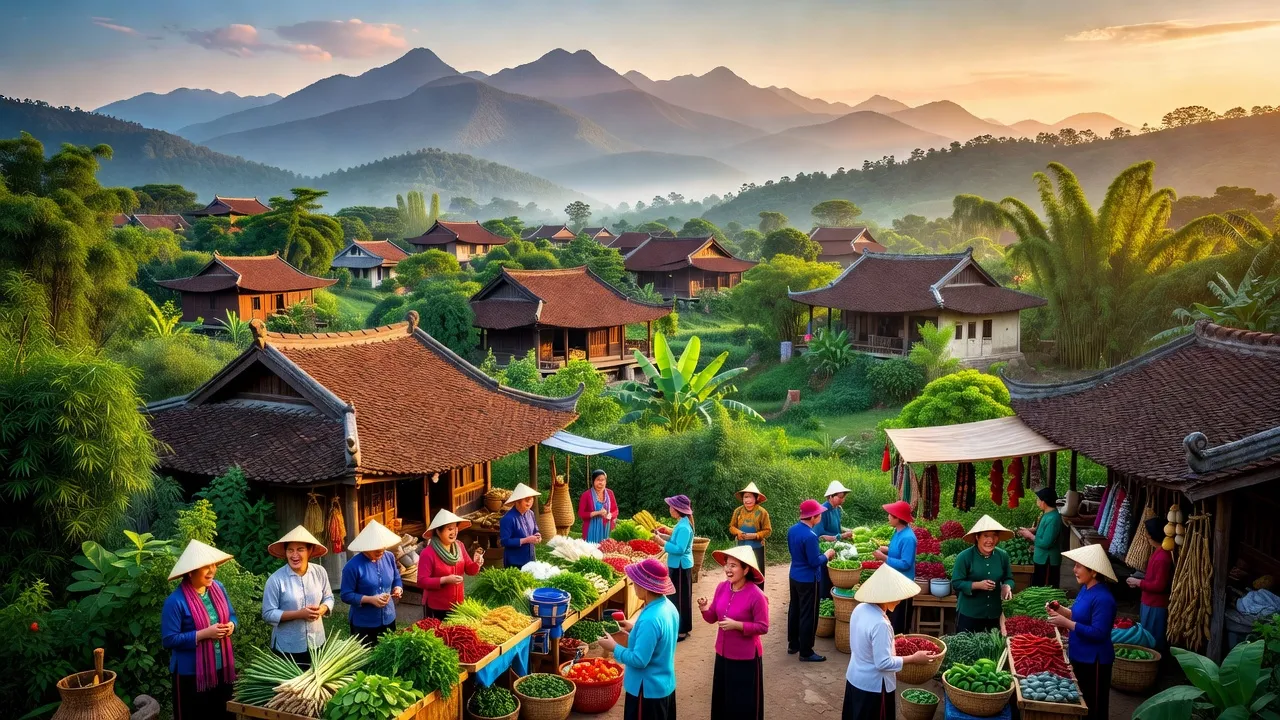 Thị trấn Đình Cả, huyện Võ Nhai, tỉnh Thái Nguyên với cảnh sắc vùng núi và cuộc sống địa phương.