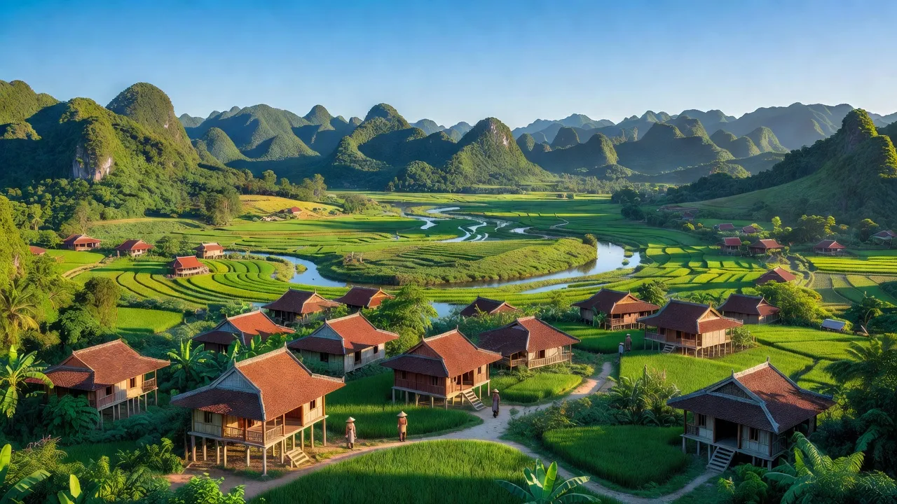 Khung cảnh huyện Ngọc Lặc, Thanh Hóa với đồi núi và thung lũng xanh tươi, thể hiện vẻ đẹp tự nhiên.