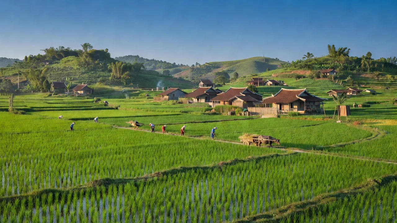 Cánh đồng xanh tươi huyện Nông Cống Thanh Hóa, biểu tượng cho nông nghiệp và vẻ đẹp đồng bằng.