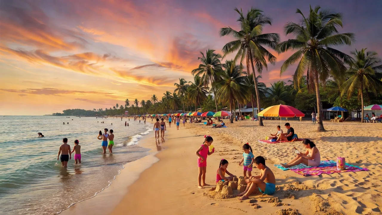 Khung cảnh thành phố Sầm Sơn, Thanh Hóa với bãi biển và khí hậu nhiệt đới đáng sống.