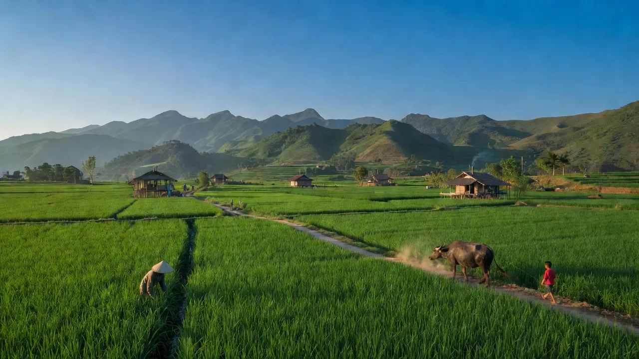 Khung cảnh xanh tươi của xã Yên Nguyên, huyện Chiêm Hóa, tỉnh Tuyên Quang, thể hiện vẻ đẹp thiên nhiên nông thôn.